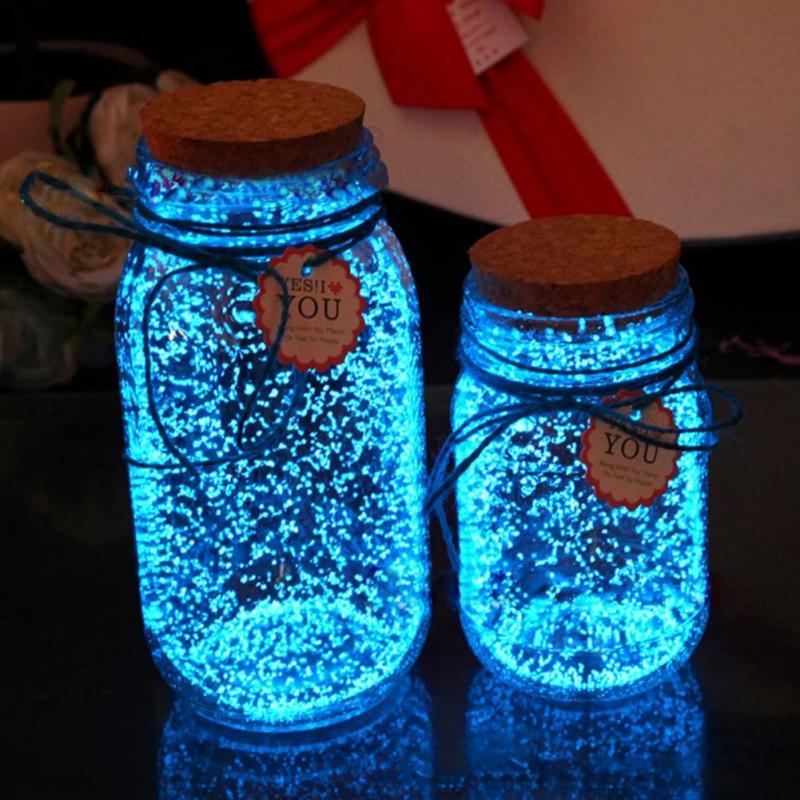어둠 속에서 빛나는 100g 빛나는 파티 DIY 밝은 페인트 스타 병 형광 입자 장난감 Noctilucan 모래 빛을 기원